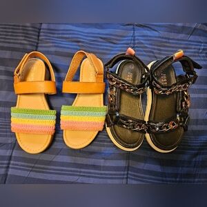 2 pairs Little Girls Sandals Size 13 EUC
